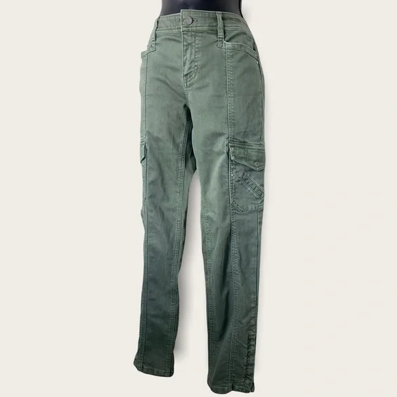 WHBM Blanc Olive Green Slim Ankle Utility Jeans Size 6R - Picture 3 of 10